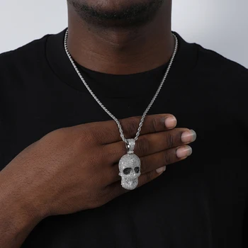 Europene și Americane Populare, Hip-Hop Fashion Zircon Incrustate Craniu Pandantiv Colier pentru Bărbați Rock Punk Petrecere Bijuterii