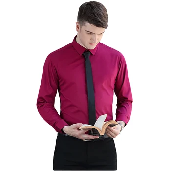 Mens de Afaceri Formal Shirt Vin Alb Negru cu Maneci Lungi pentru Rochie Purta Birou Vânzători Bluza