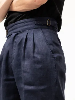Primăvara Și Vara Noi Bleumarin lenjerie pantaloni Scurți pentru Bărbați de Talie Mare Napoli Cinci puncte Pantaloni Dublu Cutat Respirabil Pantaloni 4XL