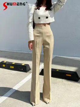 Ușor Evazate Pantaloni Casual pentru Femei-Stil coreean Vara Noi Retro cu Talie Înaltă Slim Fit Colector Costum Pantaloni Fashion Pantaloni